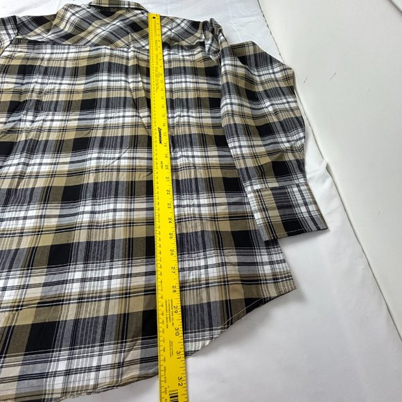 Ely Cattleman Shirt Mens L Plaid Pearl Snap Western Cowboy Wrinkle Resistant - Picture 9 of 13